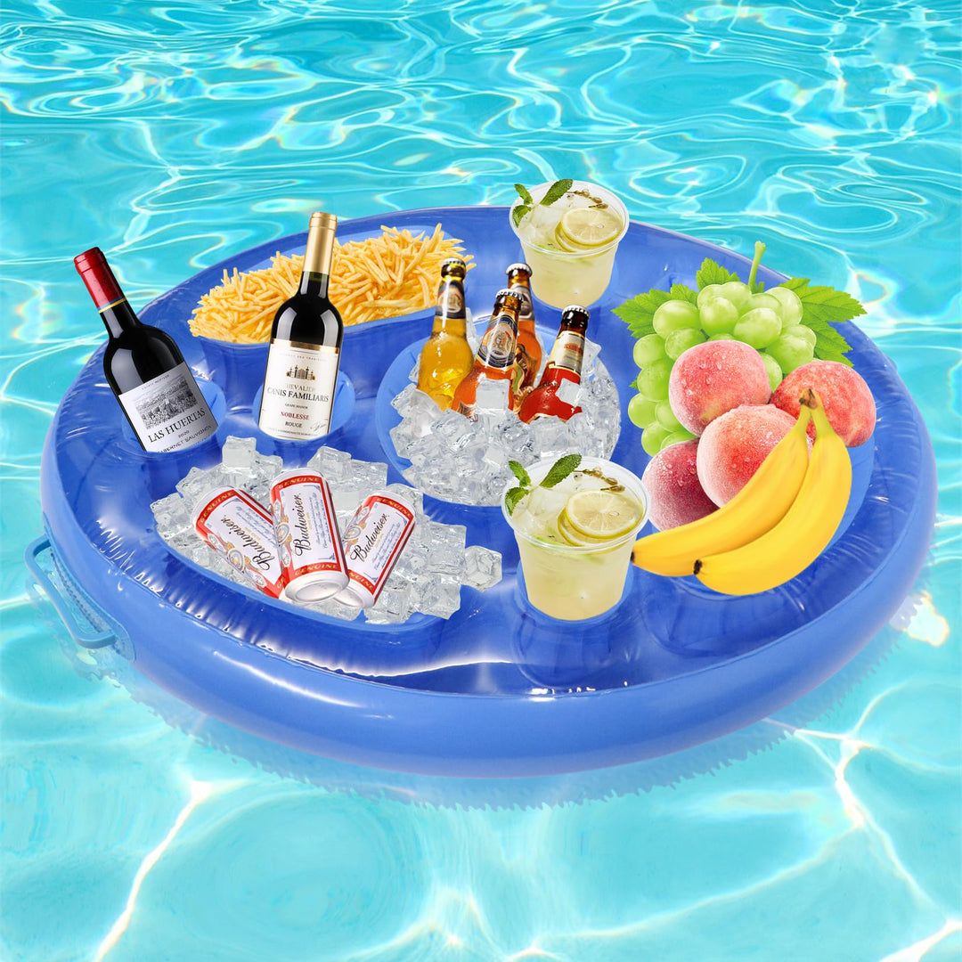 Aufblasbarer Poolbar 2 in1 Getränke und Snackhalter 8 Löcher Pool Schwimmender Getränkehalter Party