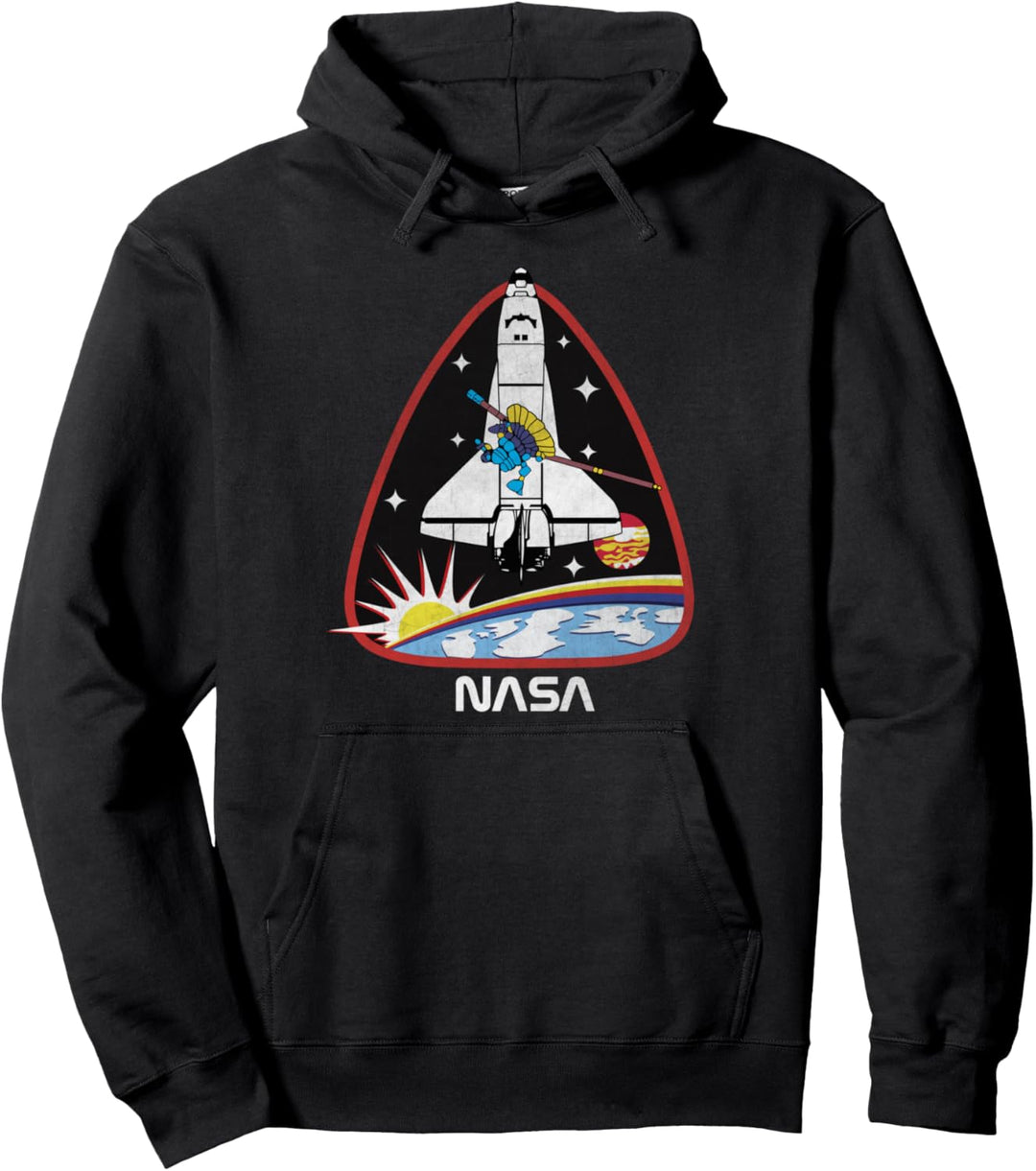 NASA Space Shuttle Over Earth Triangle Patch Pullover Hoodie