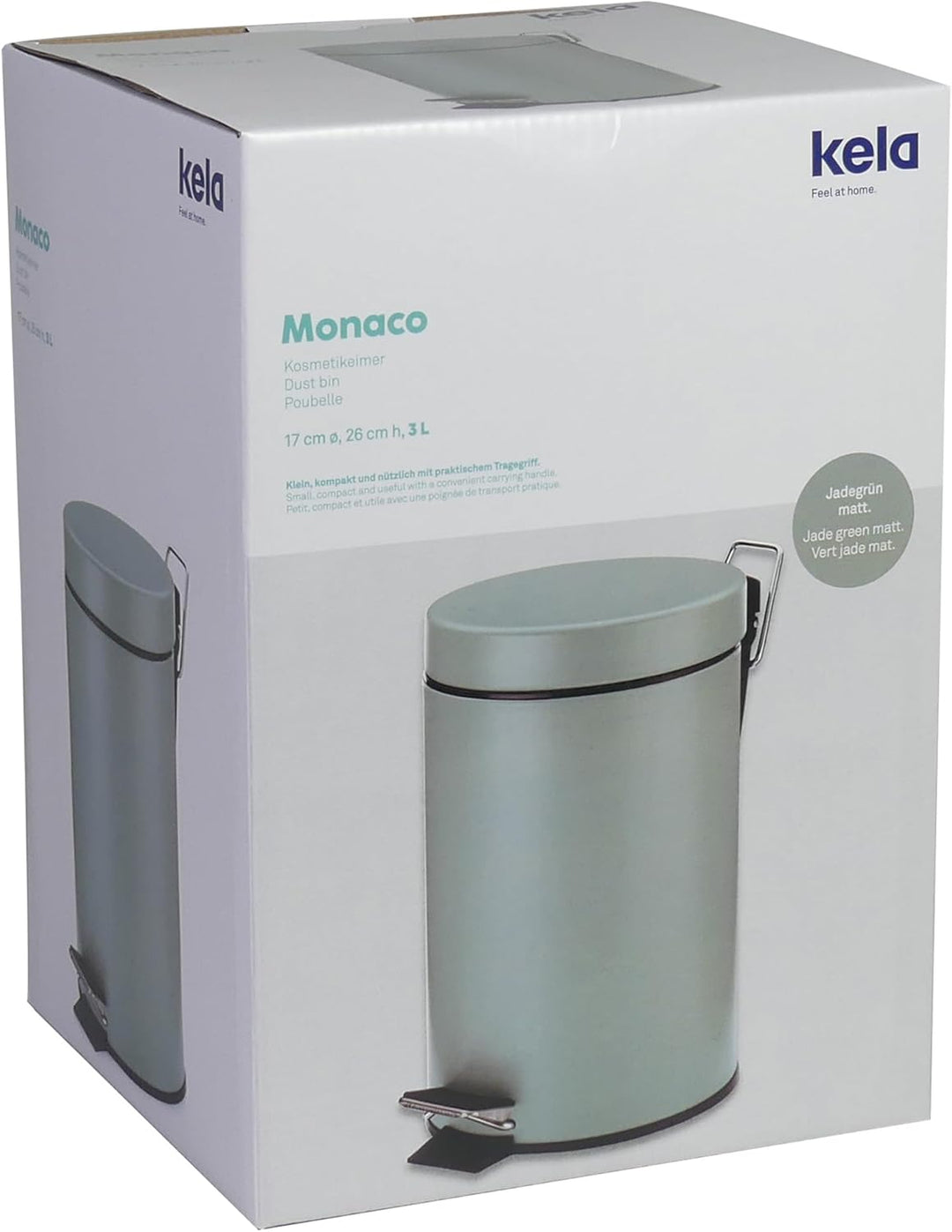 kela Kosmetikeimer grün 3l, Metall Tretmülleimer Badezimmer, Badmülleimer mit Inneneimer und Tragehe