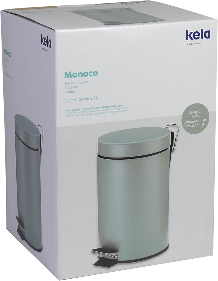kela Kosmetikeimer grün 3l, Metall Tretmülleimer Badezimmer, Badmülleimer mit Inneneimer und Tragehe