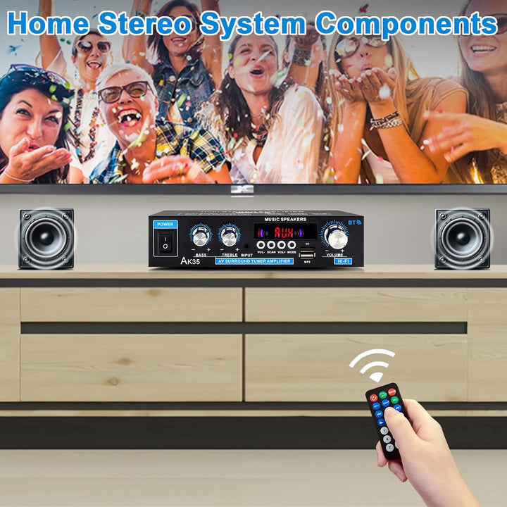 AK35 Stereo-Audio-Verstärker, 200 W, 2 Kanäle, kabellos, Bluetooth 5.0, Endstufe, Heimverstärker, FM