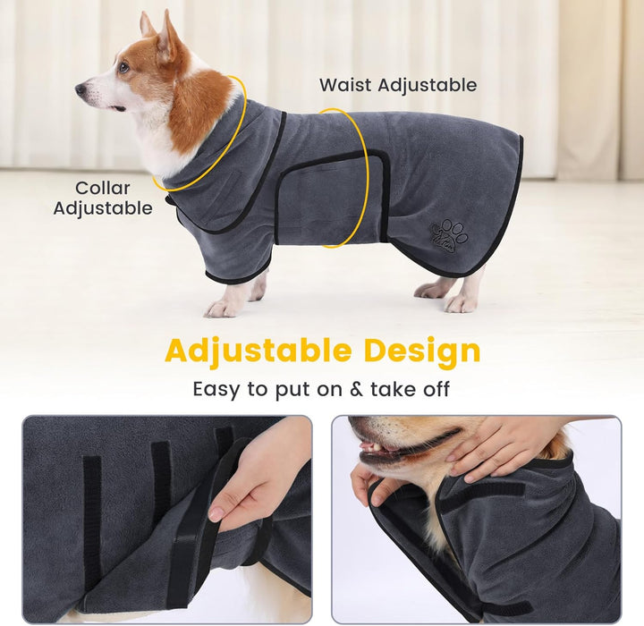 PETTOM Hundebademantel, Bademantel Hund mit Hohem Kragen, Hundebademantel für Grosse Hunde, Hunde Ba