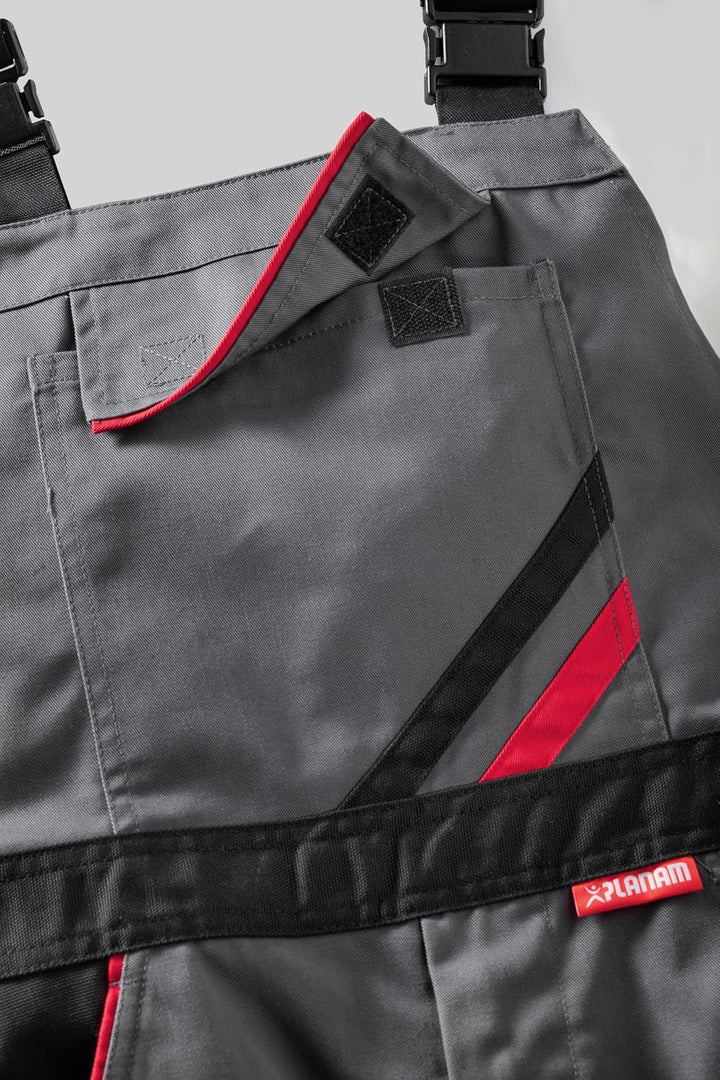 Planam Highline Herren Latzhose Zink Kornblau rot Modell 2333 Grösse 46 zink/kornblau/rot 46, zink/k