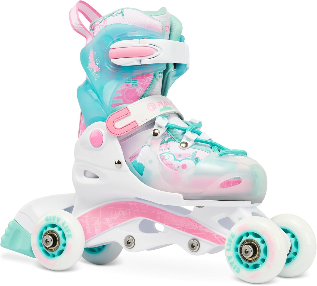 Raven Princess 3in1 Inline Skates Triskates Rollschuhe Inliner für Kinder Mädchen verstellbar 34-37