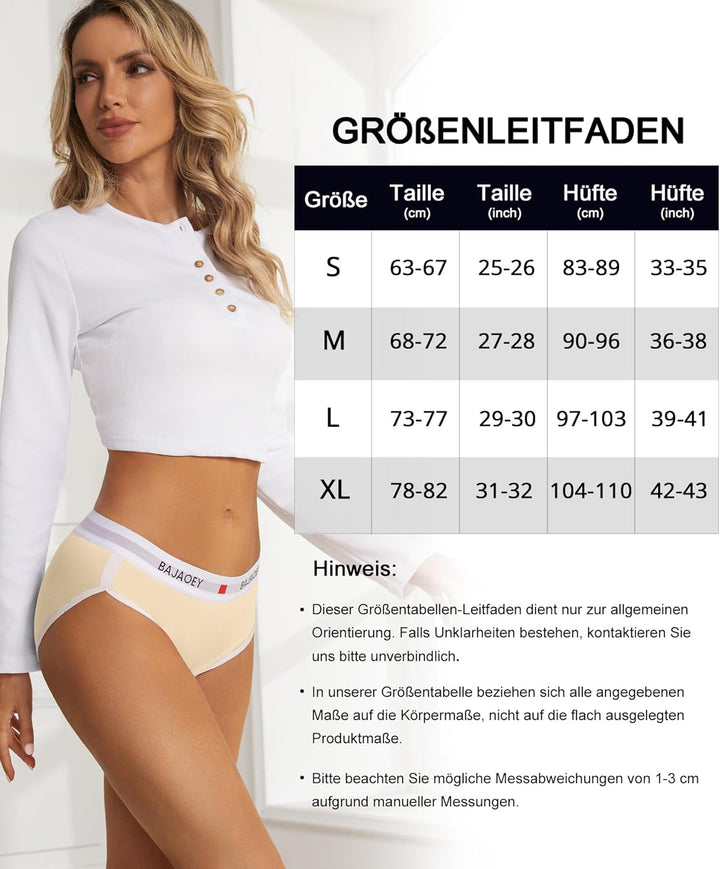 PHOLEEY Slip Unterhosen Damen Unterwäsche Feuchtigkeitsableitende Baumwolle Atmungsaktives Bikini Hö