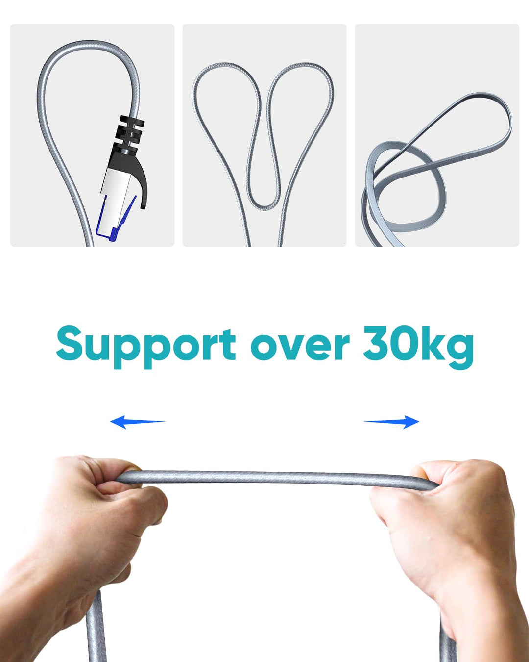 BUSOHE Cat 8 LAN Kabel 4m (5-Stück), 40Gbps 2000MHz Ethernet Kabel Netzwerkkabel, Flach Hochgeschwin