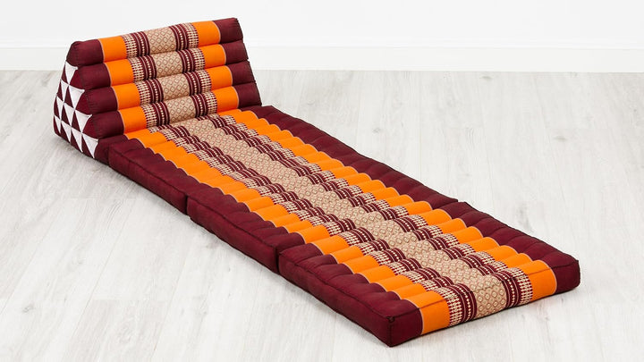 livasia Thaikissen 3 Auflagen extrahoch - 185x55x8cm - Dreieckskissen mit Klappmatratze, Kapok, Jumb