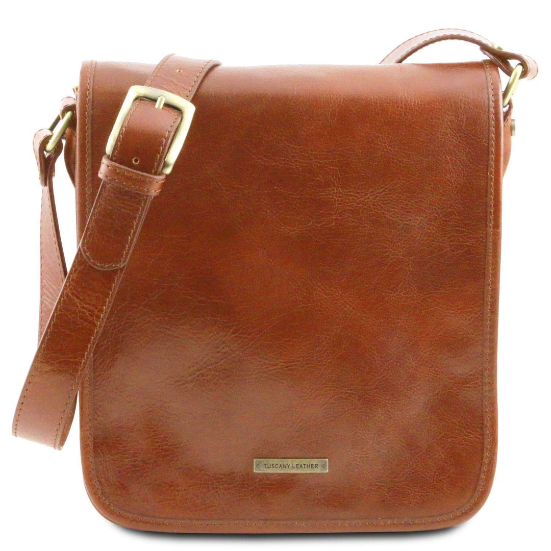 Tuscany Leather TL Messenger Umhängetasche aus Leder mit zwei Fächer Honig, Honig