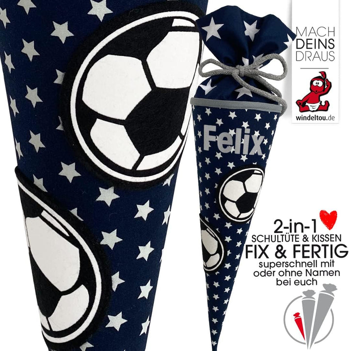 Fussball-Schultüte | 35 cm | kleine Geschwistertüte | Stoff, Einschulung, Schulanfang, Zuckertüte, 3