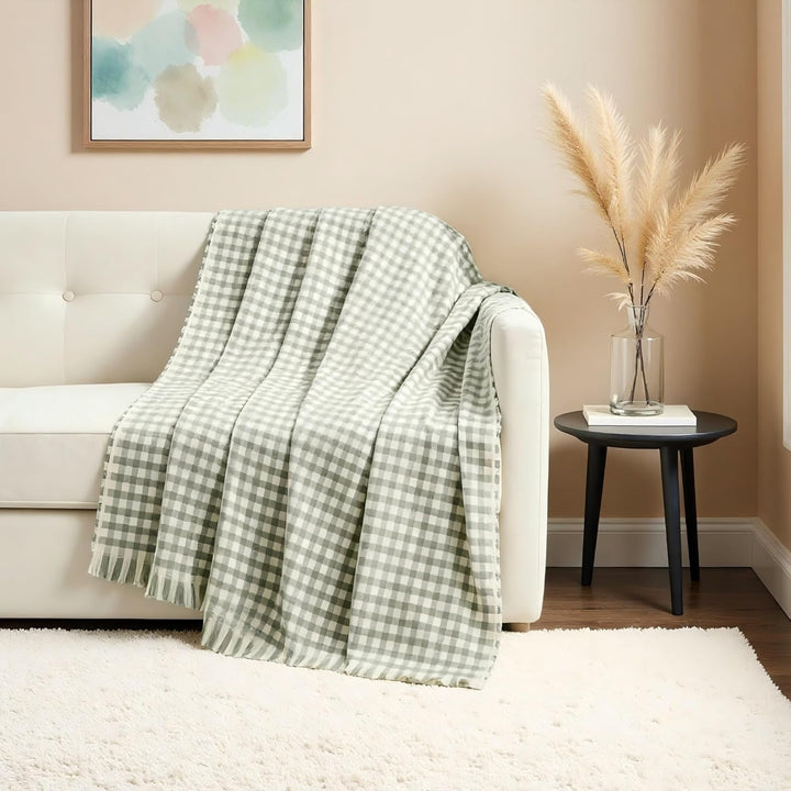 CREVENT Landhaus-Stil Boho Strickdecke für Couch Sofa Sessel Bett Wohnzimmer Dekoration, Weich Warm