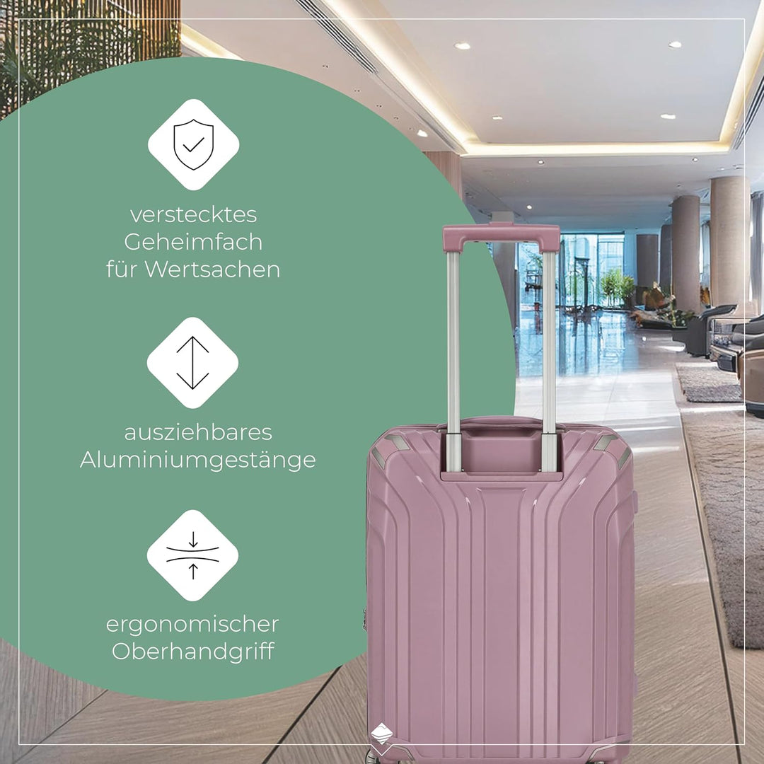 Travelite 4-Rad Hartschalen Handgepäck Koffer klein mit recyceltem Innenfutter, Gepäck Serie ELVAA: