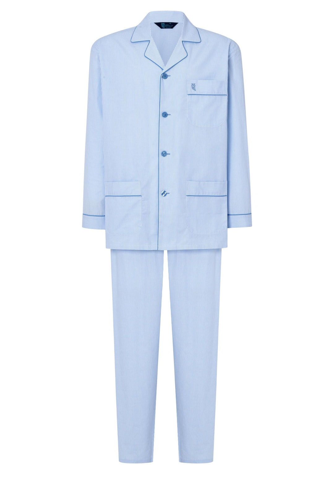 El Búho Nocturno Schlafanzug Herren Lang Baumwolle Pyjama Für Herren Klassisch Revers Knopfjacke Kar