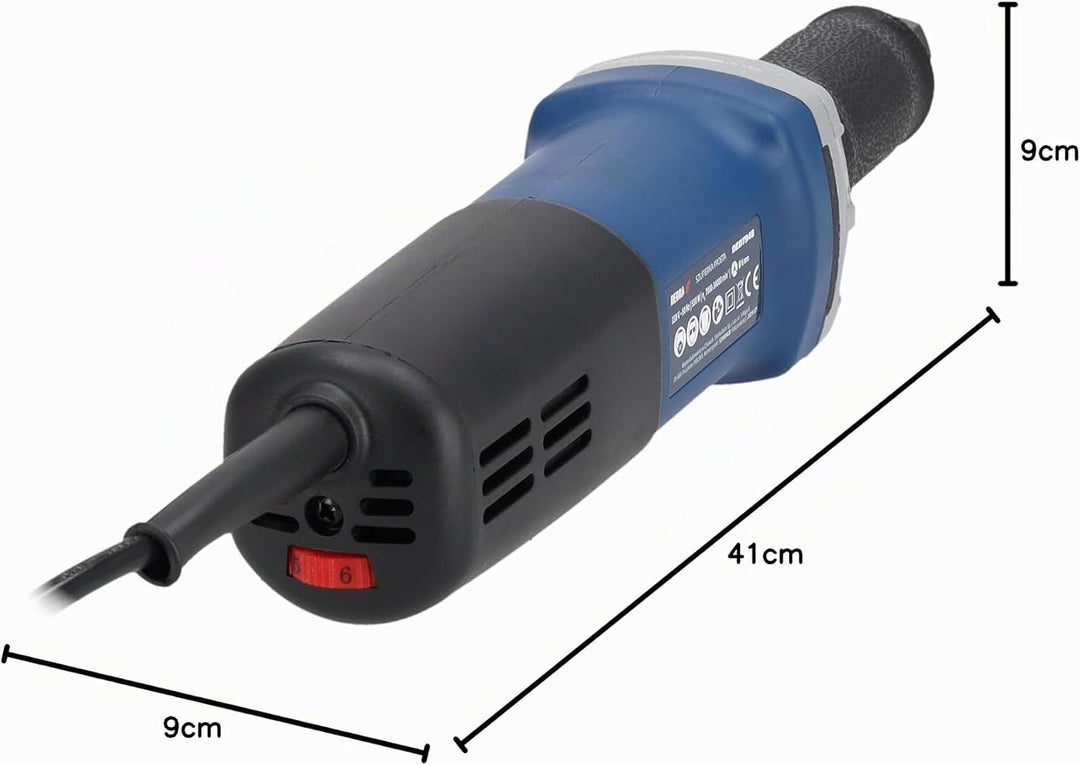 DEDRA Geradschleifer 550W, Schaft 6 mm, 3m kabel, 7000-34000 U/Min, gewicht 1,75kg, softgrip mit Ein
