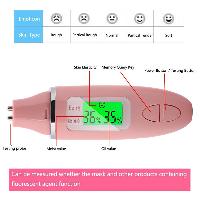 Skin Moisture Analyzer mit LCD-Bildschirm zur Bestimmung der Hautfeuchte zur Fluoreszenzdetektion (A