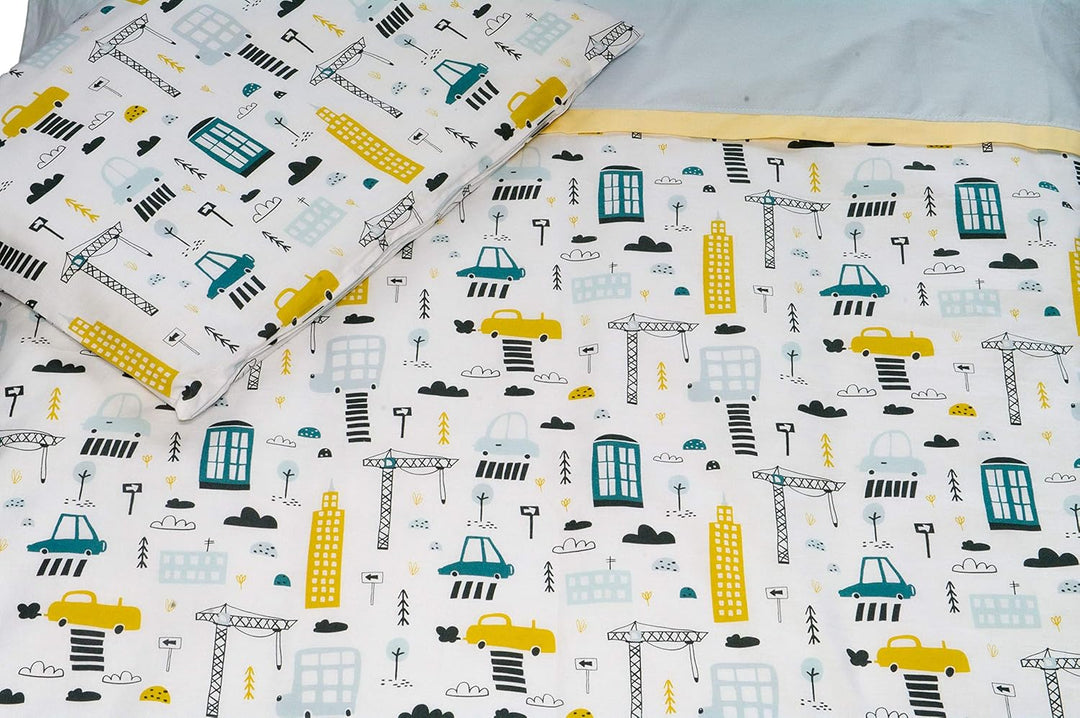 Balbina Kinder Baby-Bettwäsche-Set für Jungen Gelb Motiv 100 x 135 cm Deckenbezug 40 x 60 Kissenbezu