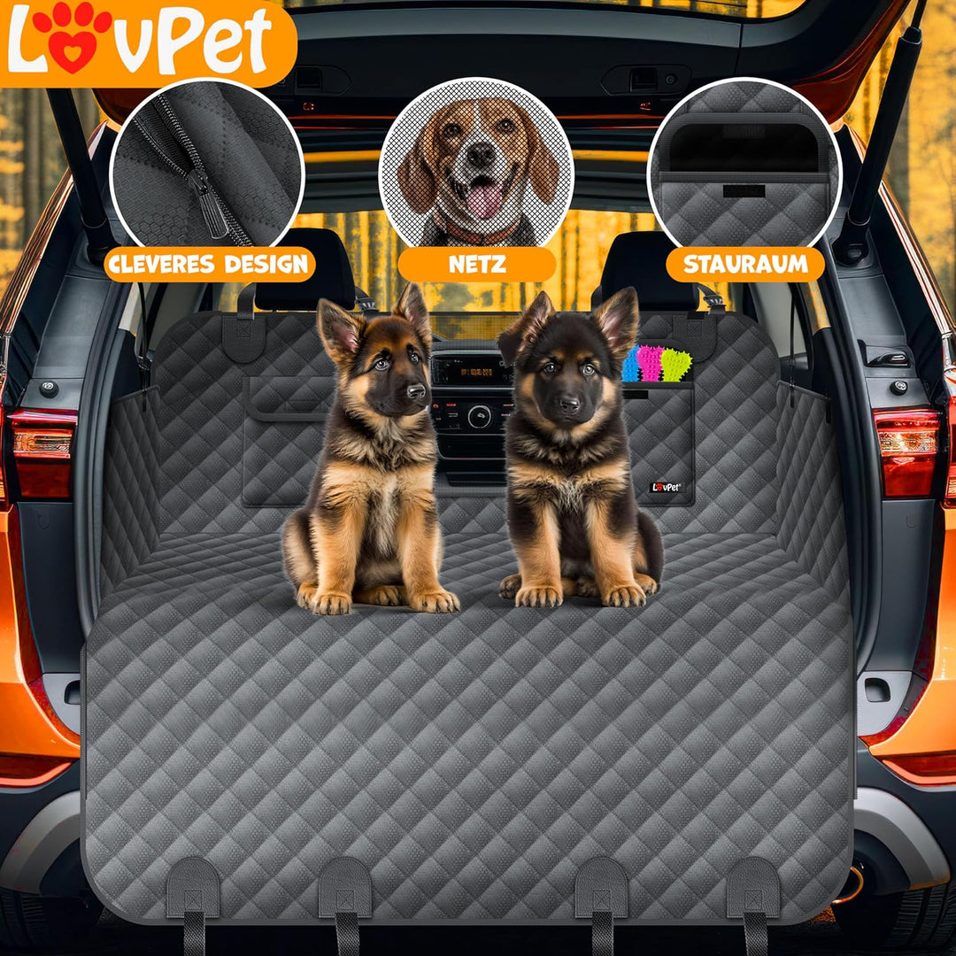 LovPet® 2in1 Hundedecke für Auto Rückbank & Kofferraum mit Seitenschutz und Sichtfenster Kofferraums