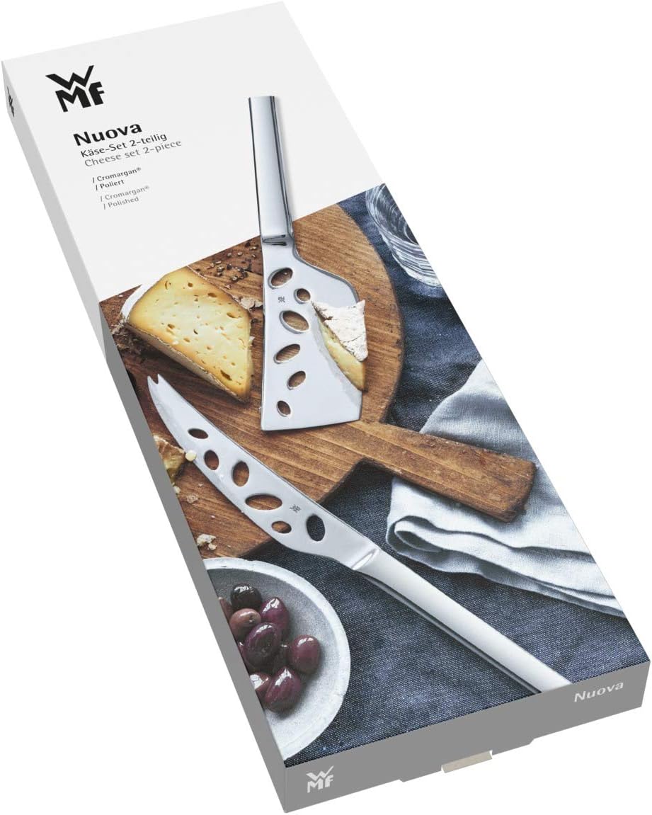 WMF Nuova Käsemesser Set 2-teilig, Käsemesser, Käsebeil, Käseschneider, Cromargan Edelstahl poliert,