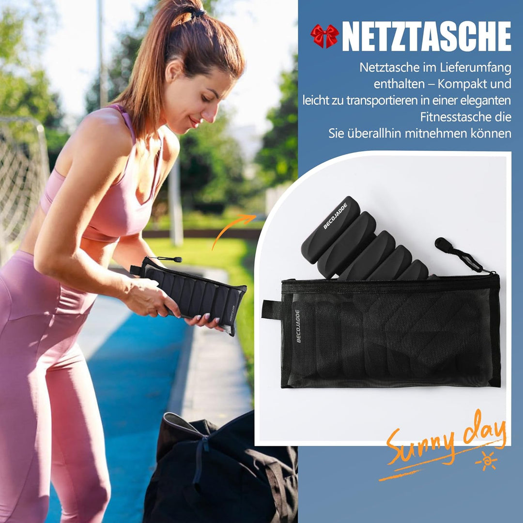 BECOJADDE Gewichtsmanschetten fuss 0.45 KG / 0.9 KG Je Gewichte für Beine und Arme Set 2 Ankle Weigh