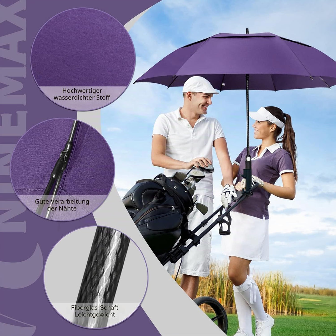 NINEMAX Regenschirm Gross Sturmfest,Golf Stockschirm Automatik Auf,L/XL/XXL Regenschirm für Herren D