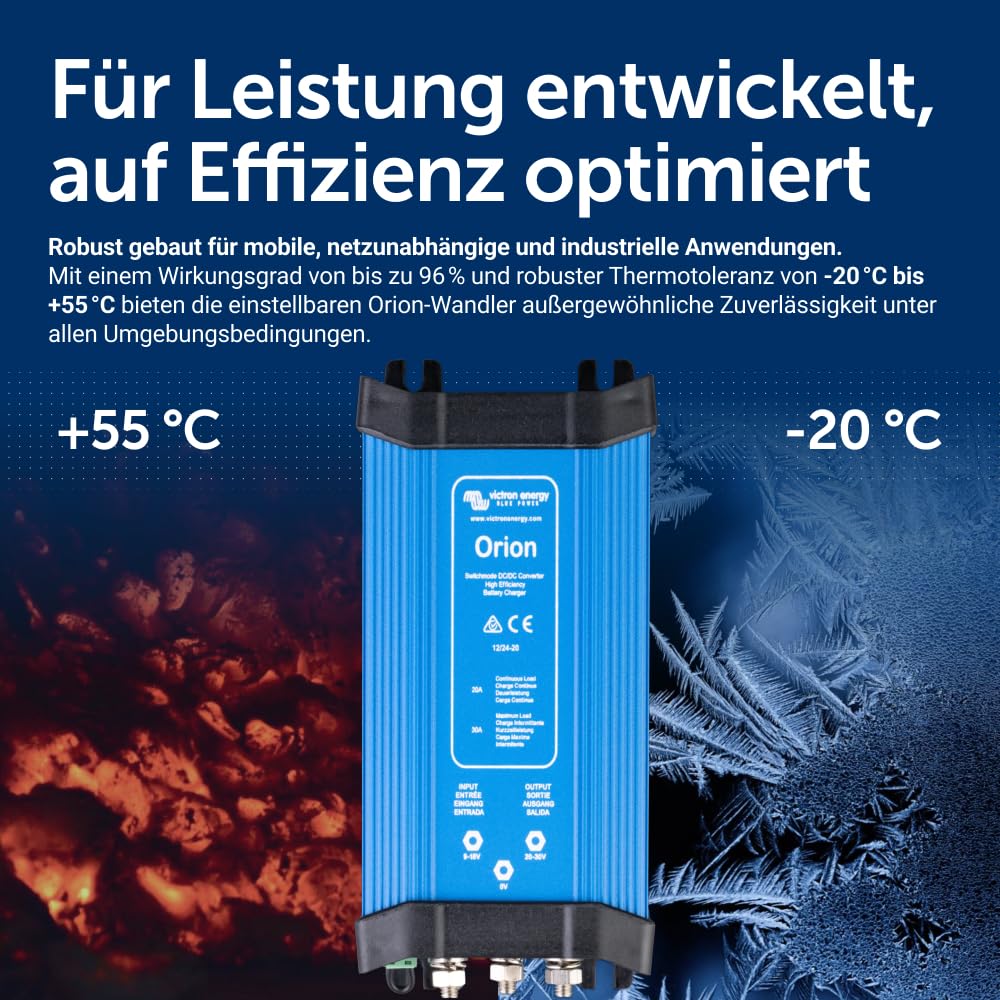 Victron Energy Orion IP20 12/24-Volt 20 Amp DC-DC Konverter Nicht isoliert, Hohe Leistung 12/24-Volt