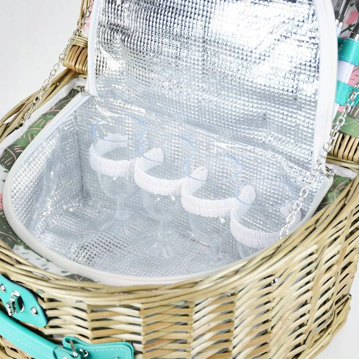 Zolta Picknickkorb Korb mit Deckel - Weidenkorb mit Picknick Geschirr und Thermischer Einsatz - Ther