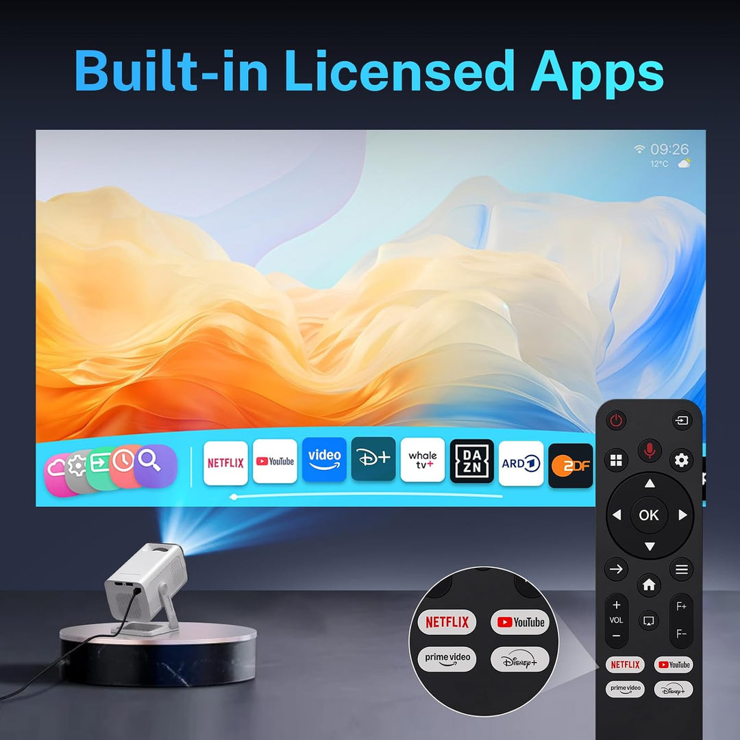 [Kompatibel mit Netflix] Mini Beamer 4K-Unterstützung Auto Trapezkorrektur Netflix X1Pro Weiss, Netf