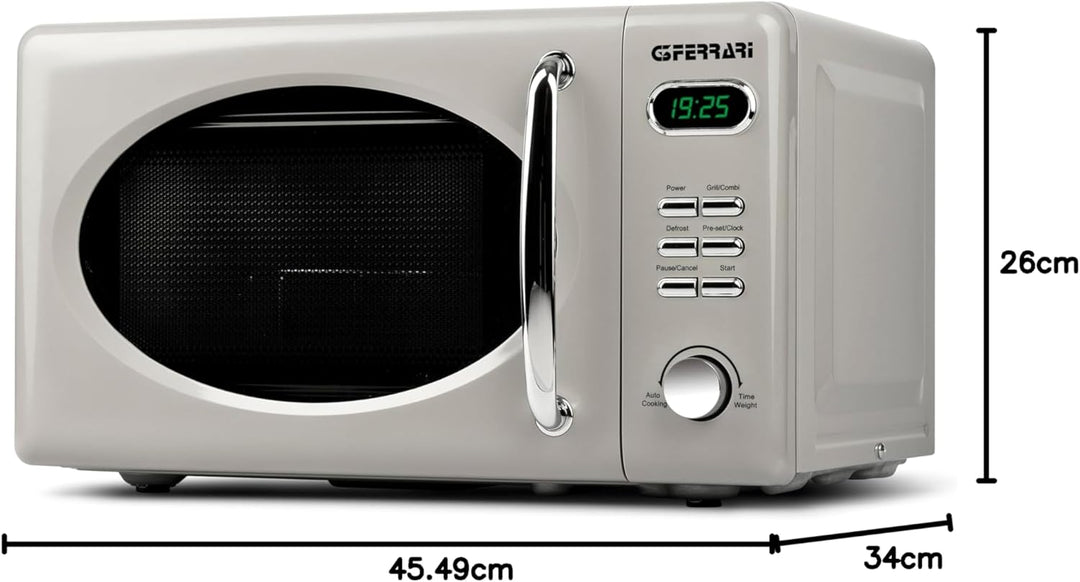 G3 Ferrari G10155 Sapormio Vintage, Digitaler Retro-Mikrowellenofen, 1150W, 20 Liter, 8 Programme, 4