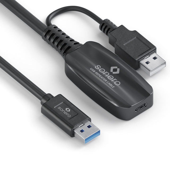 Sonero USB 3.2 Gen1x1 Aktive Verlängerung - A/C - schwarz - 10,00m 10,0 m USB-A auf USB-C, 10,0 m US