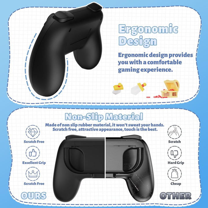 FASTSNAIL Rutschfester Griffe Kompatibel mit Nintendo Switch für JoyCon, Halterung Gaming Controller