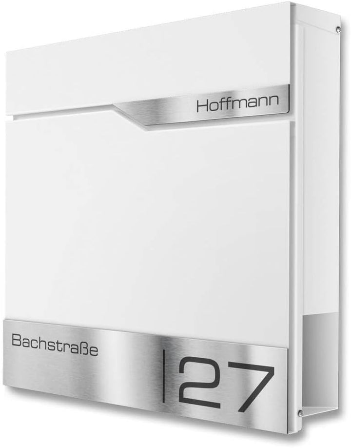 Metzler® Briefkasten mit App-Benachrichtigung und Zeitungsfach in Verkehrsweiss RAL 9016 aus pulverb