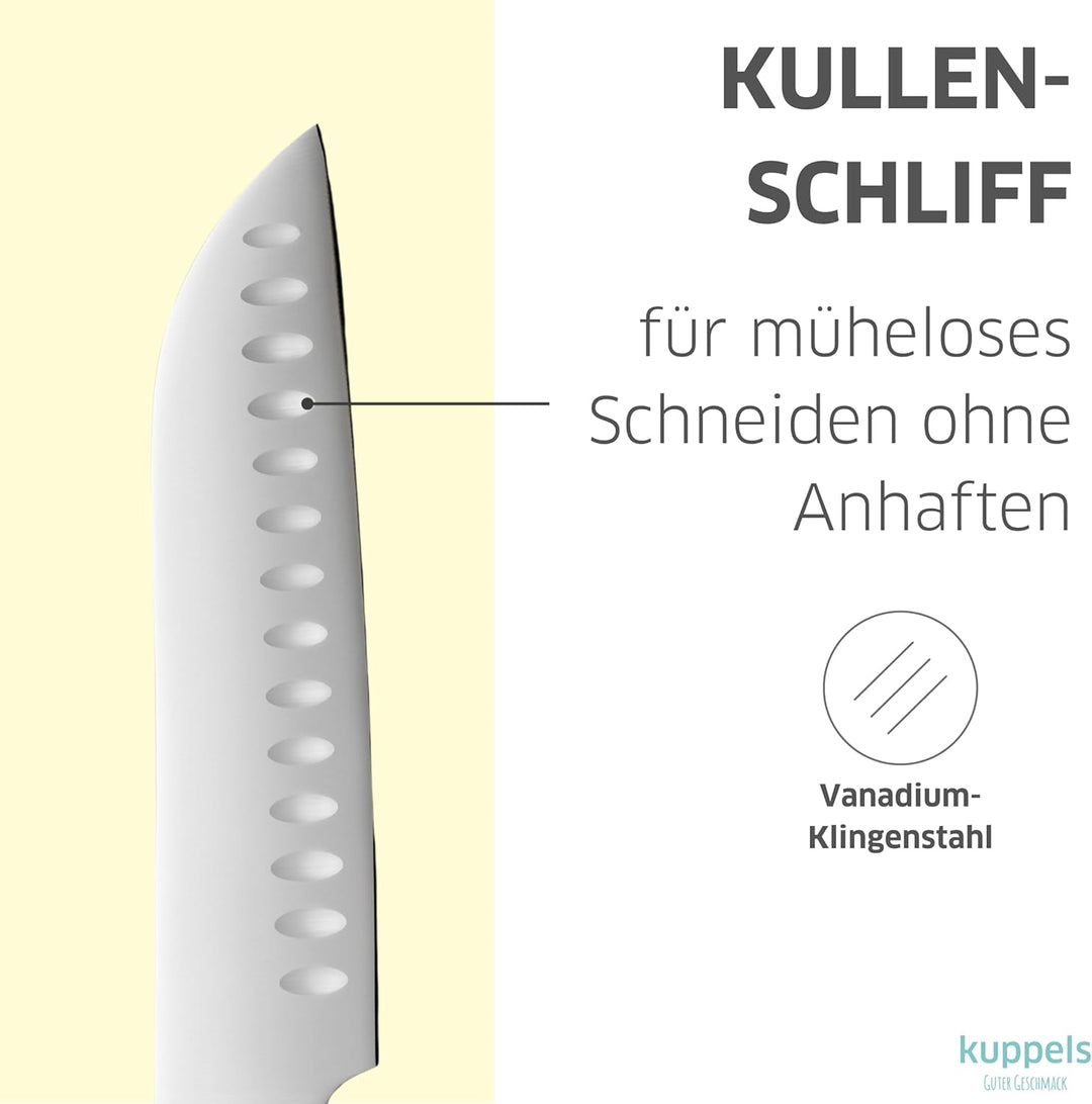 Kuppels Solid Santokumesser 7" mit Kullenschliff | extrem scharf & schnitthaltig | japanischer Messe