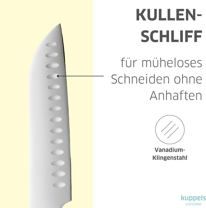 Kuppels Solid Santokumesser 7" mit Kullenschliff | extrem scharf & schnitthaltig | japanischer Messe