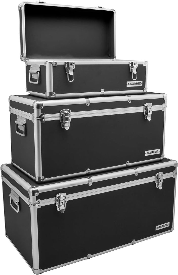 ANNDORA SHOPPING-WELTEN Aluminium-Rahmenkoffer Transport-Box, Koffer in Schwarz mit 155 Liter Volume