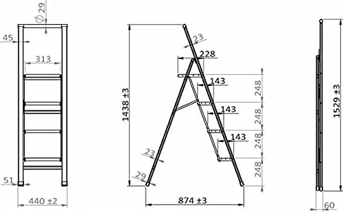 WENKO Leichte Aluminium Trittleiter mit 4 Stufen für 100 cm höheren Stand, rutschsichere XXL-Stufen,