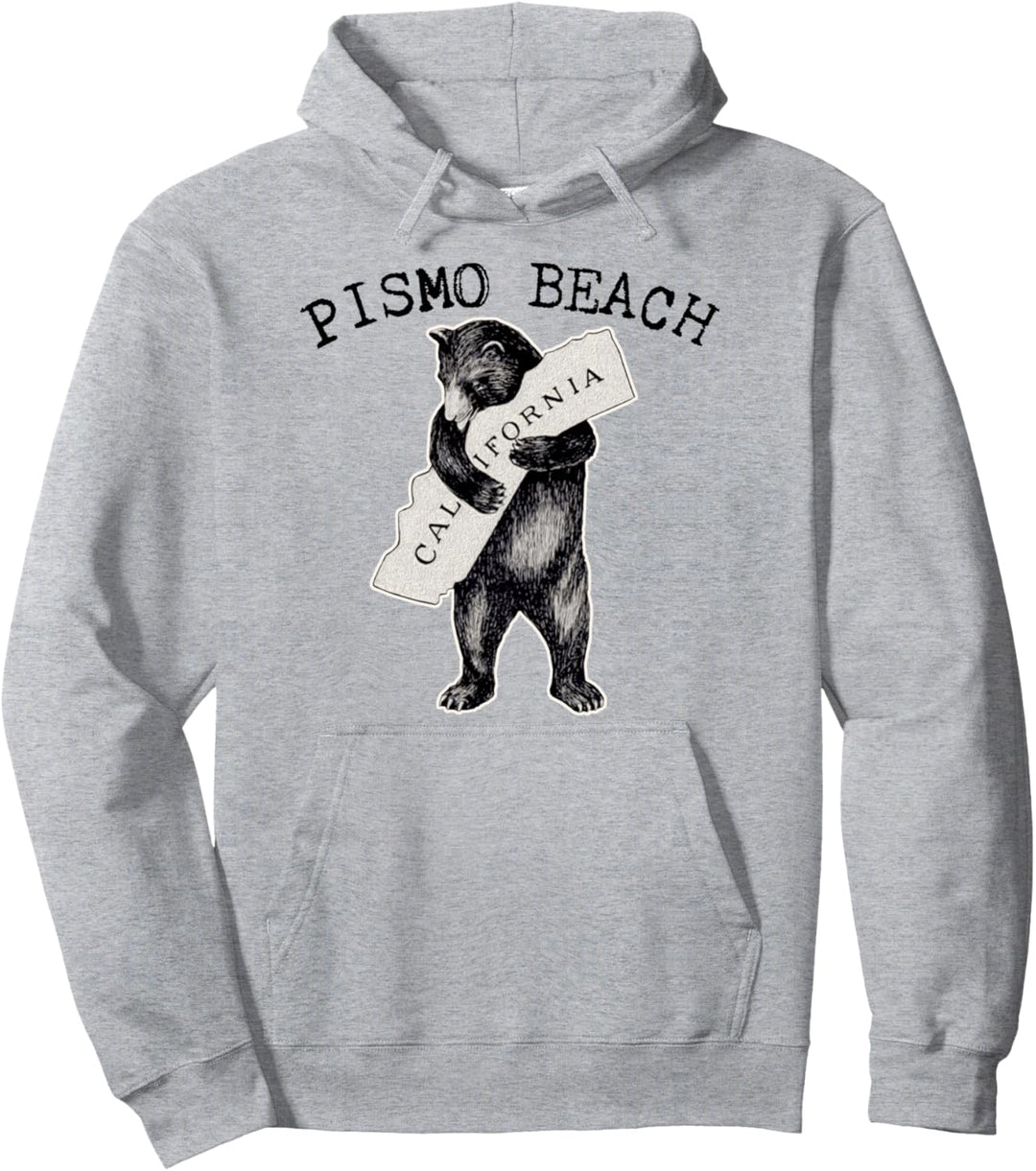 Cali Bear Hug I Love California Grizzly Bear Pismo Beach Pullover Hoodie