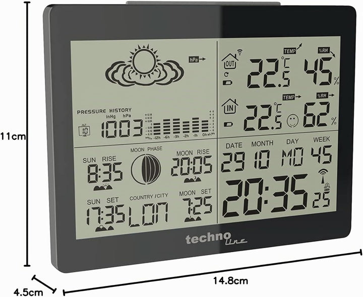 Technoline WS 6760 moderne Wetterstation mit Vorhersage von Wettersituation und Anzeige von Mondphas