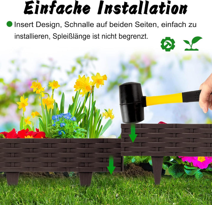 YUENFONG 35m Beeteinfassung Rasenkante Biegbarer Beetumrandungen Kunststoff Rasenkanten, Rattan-Opti