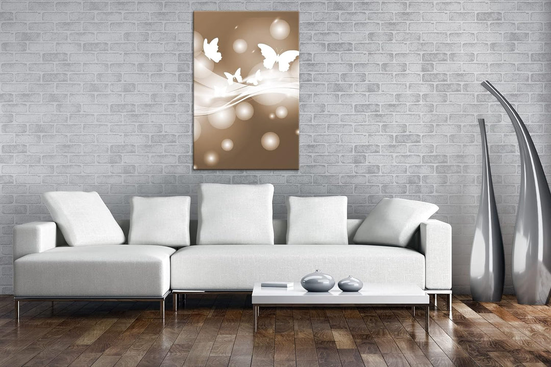 deyoli Fliegende Blasen und Schmetterlinge Format: 120x80 als Leinwand, Effekt: Sepia, Motiv fertig