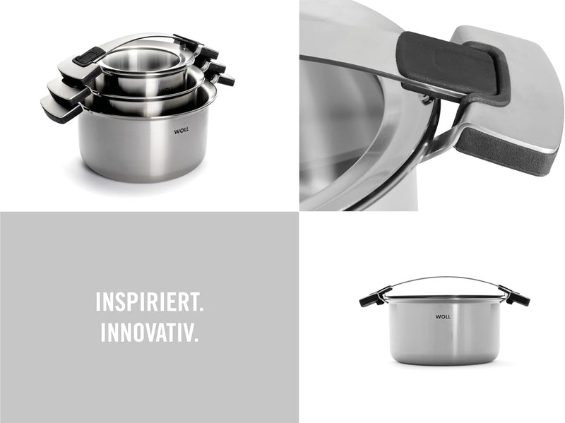 Woll Concept PRO 6tlg. Kochtopfset-Induktiv-Geeignet für alle Herdarten, Edelstahl, backofenfest bis