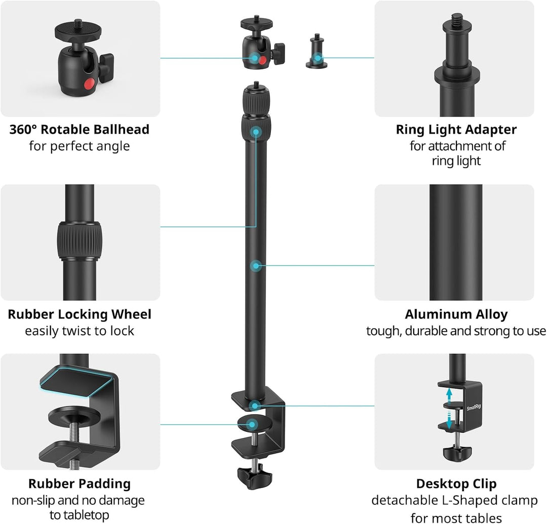 SMALLRIG Kamera-Schreibtischhalterung, C-Ständer, 38,1 cm - 88,9 cm, Verstellbarer Schreibtisch-Stat