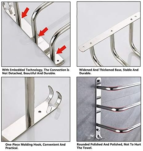 HONPHIER® Handtuchhalter Chrom Handtuchstangen Edelstahl mit Haken Handtuchstange Bad 60 cm, Handtuc