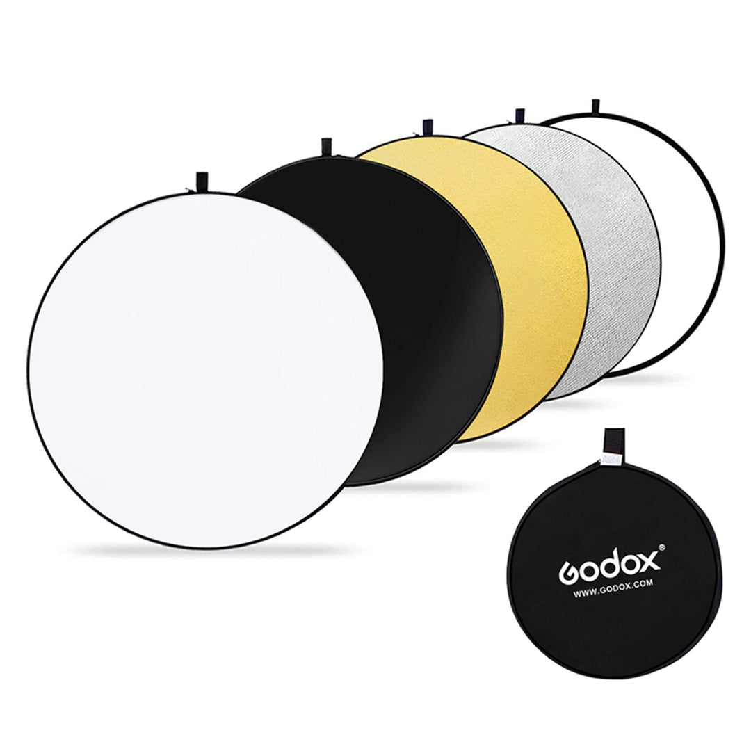 GODOX 110cm Rund Reflektor Tragbarer Multi Disk Licht-Reflektor 5 in 1 Faltbare Reflektoren Set mit