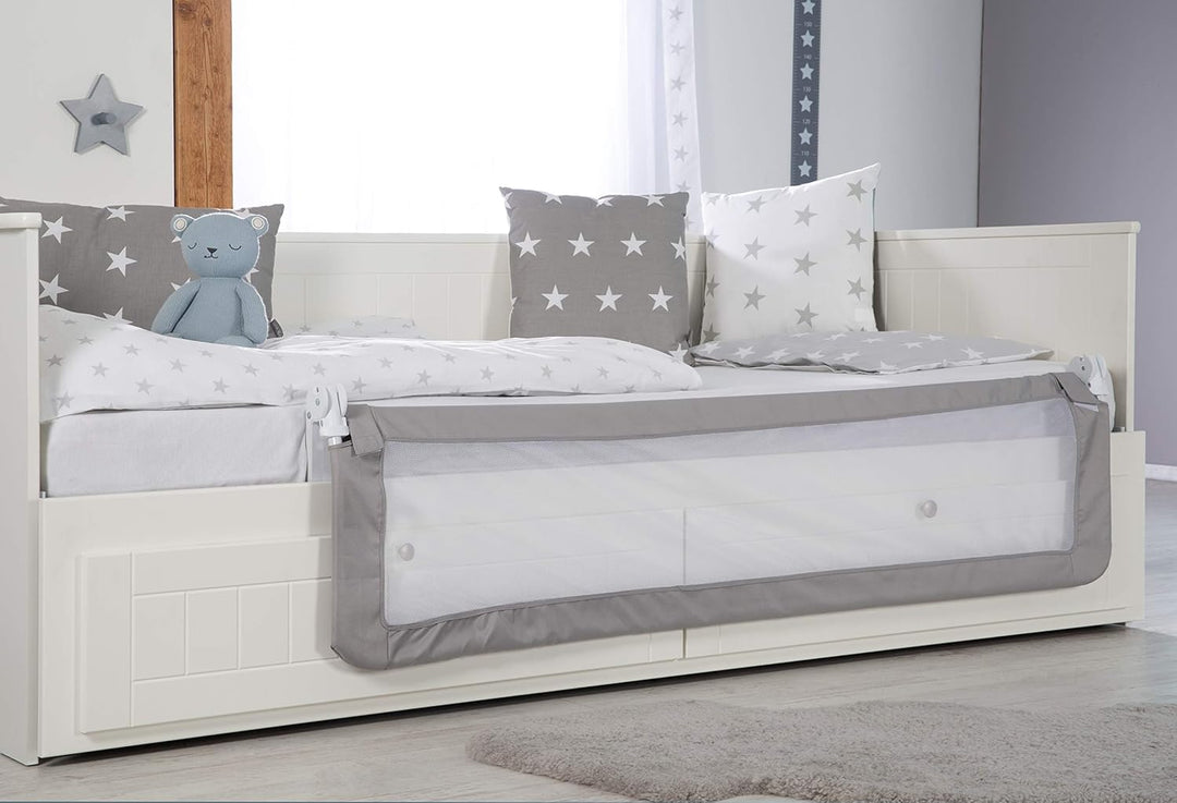 roba Bettschutzgitter Klipp-Klapp 150 cm - Rausfallschutz klappbar für Babys & Kinder - Schutzgitter