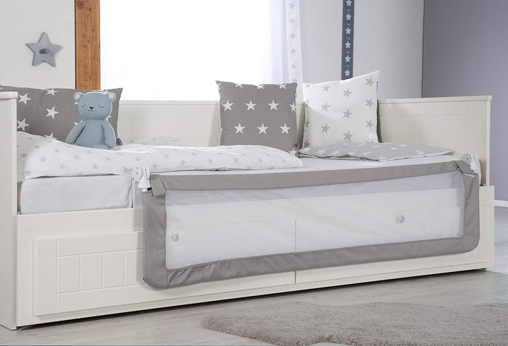 roba Bettschutzgitter Klipp-Klapp 150 cm - Rausfallschutz klappbar für Babys & Kinder - Schutzgitter