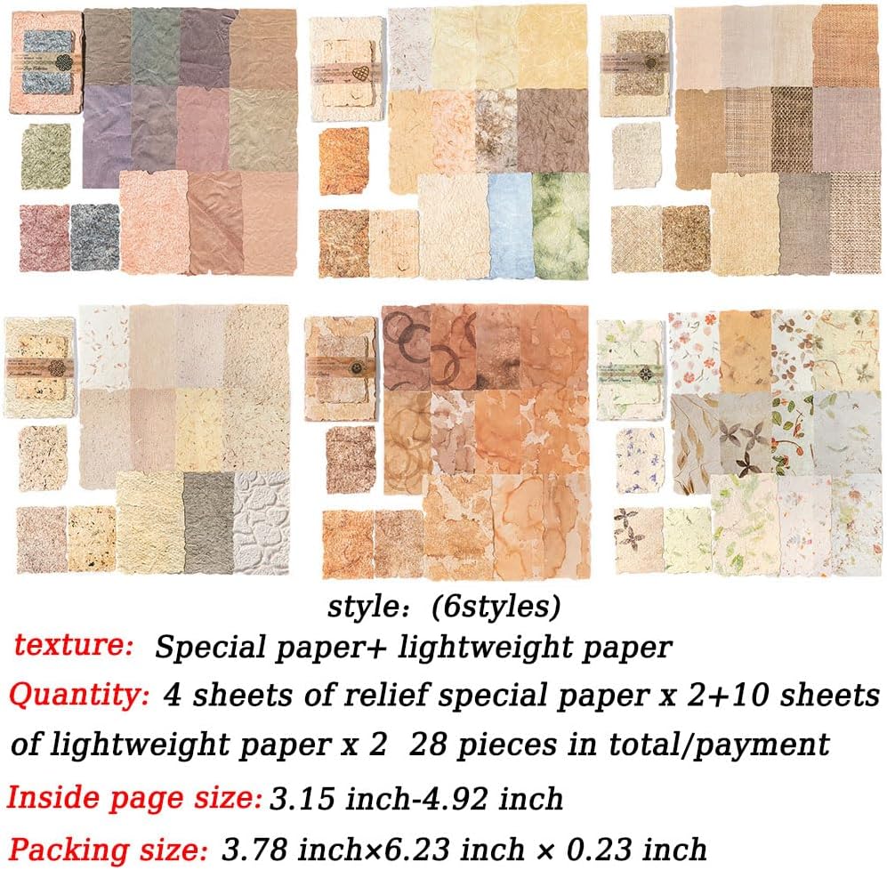 168 Blätter Scrapbook Papier Scrapbook Zubehör,Relief Vintage Papier Decoupage Papier Geprägt Strukt