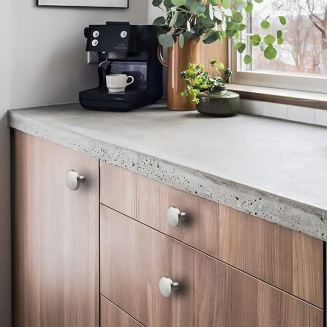 LONTAN 20 Stück Möbelknöpfe edelstahl Schrankknöpfe Rund Knöpfe Schrank Silber Schubladenknöpfe Möbe