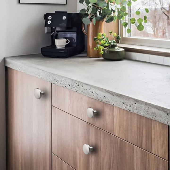 LONTAN 20 Stück Möbelknöpfe edelstahl Schrankknöpfe Rund Knöpfe Schrank Silber Schubladenknöpfe Möbe