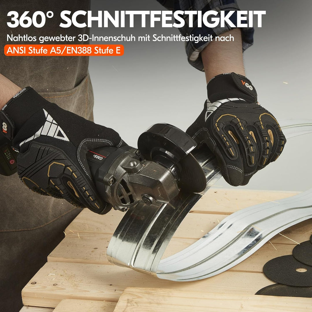 Vgo... 1 Paar Sicherheitshandschuhe,SchnittfesteHandschuhe,ANSI level A5，Impact Handschuhe,Anti-Vibr