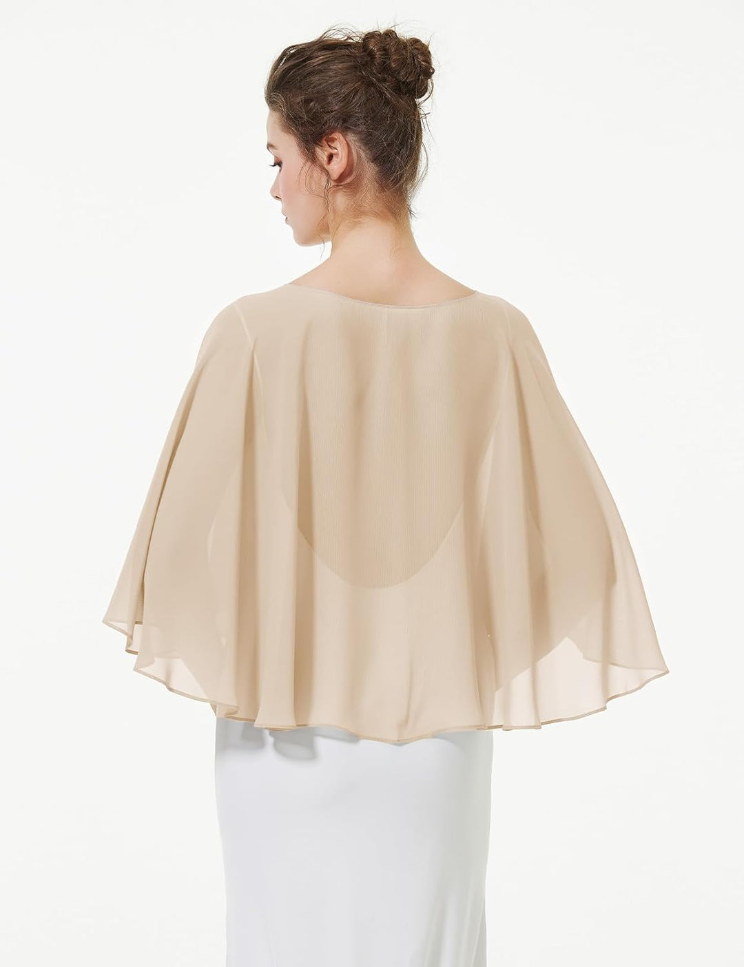 BEAUTELICATE Chiffon Stola Damen Festlich Chiffon Schal Cape Schultertuch mit Satinbesatz Ärmellos B