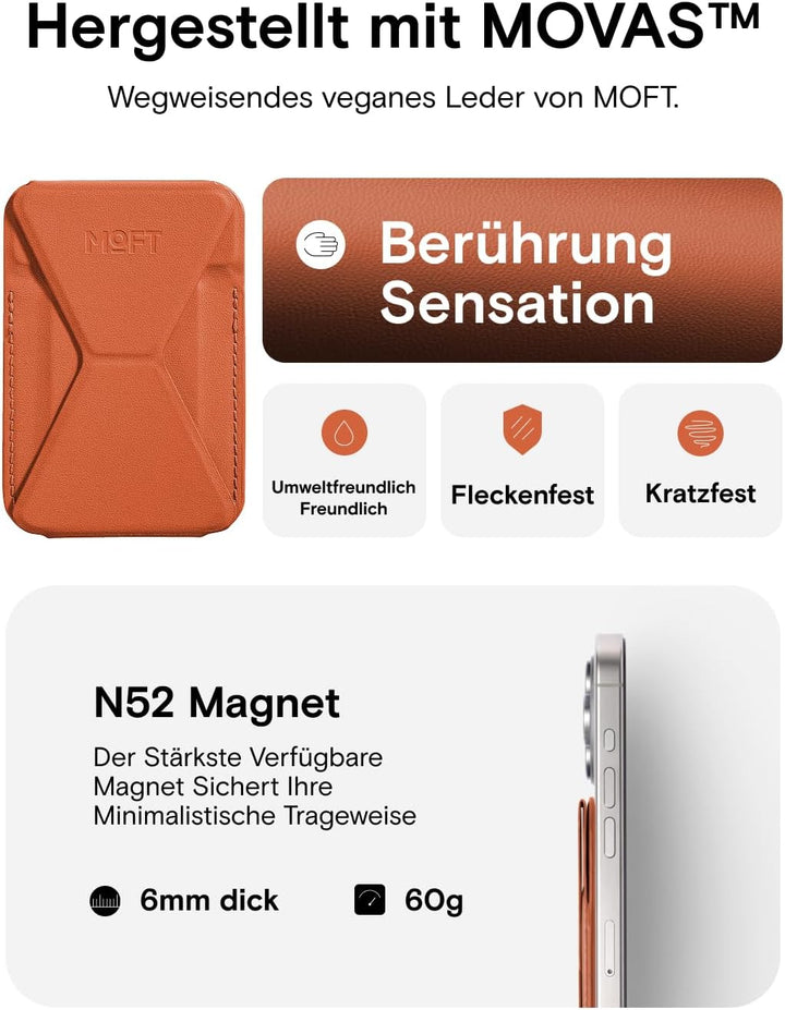 MOFT Magnetischer Handy Wallet Ständer, Veganem Leder Kartenhalter Stand Kompatibel mit Magsafe iPho